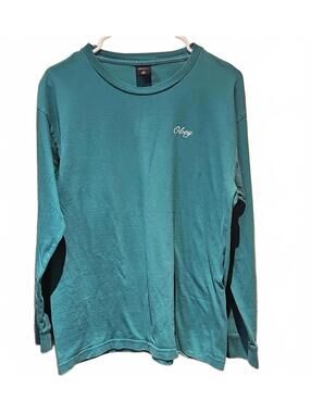 Obey Medium long sleeved Green T shirt With Cherries On Sleeves